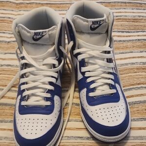 Nike Blue and White High-Top Sneakers